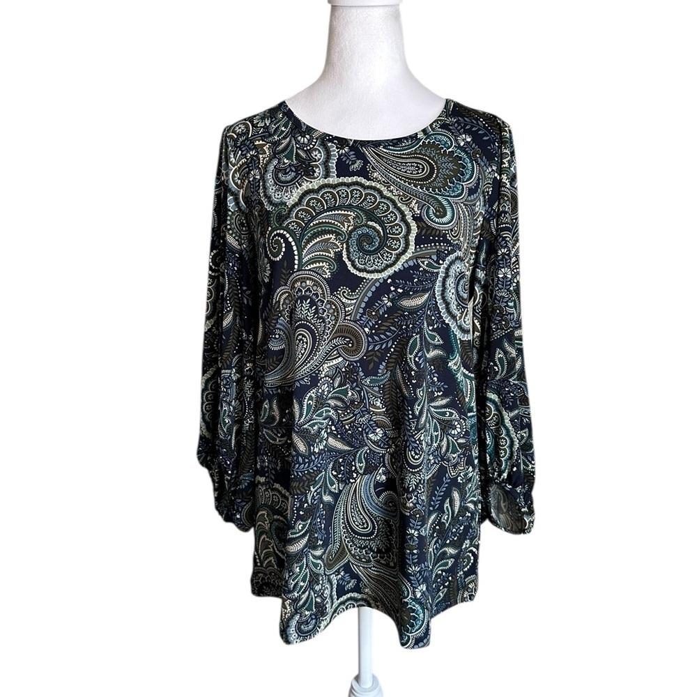 Nina Leonard Women's Paisley Blouse Size M